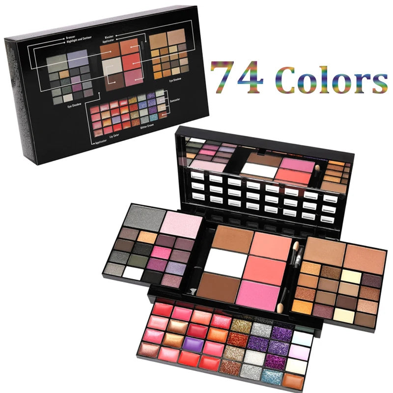 74 Colors Makeup Set Lip Gloss Blush Eyeshadow Highlight Combination Plate Wholesale Makeup Set 74 Colors Makeup Set Lip Gloss Blush Eyeshadow Highlight Combination Plate Wholesale Makeup Set